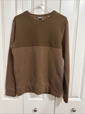 Jack & Jones Brown Quilted Yoke Crewneck Sweatshirt